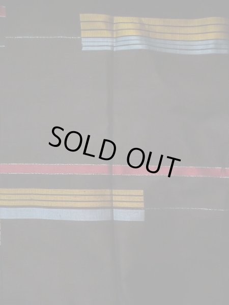 Photo3: L0519H Used Japanese women  Black MICHIYUKI outer coat / Silk. Stripes,   (Grade B) (3)