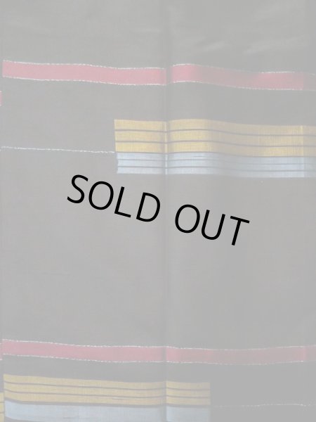 Photo4: L0519H Used Japanese women  Black MICHIYUKI outer coat / Silk. Stripes,   (Grade B) (4)