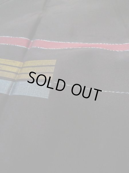 Photo7: L0519H Used Japanese women  Black MICHIYUKI outer coat / Silk. Stripes,   (Grade B) (7)