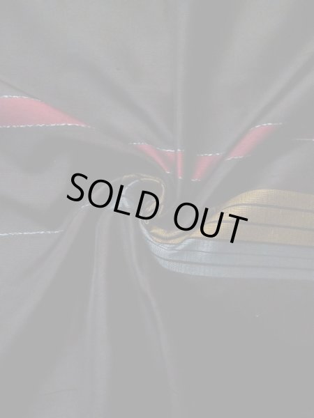 Photo9: L0519H Used Japanese women  Black MICHIYUKI outer coat / Silk. Stripes,   (Grade B) (9)