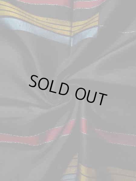 Photo10: L0519H Used Japanese women  Black MICHIYUKI outer coat / Silk. Stripes,   (Grade B) (10)