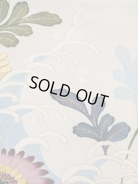 Photo12: L0519J Used Japanese women  Off White HOUMONGI formal / Silk. Flower, waterfall motif  (Grade C) (12)