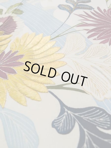 Photo13: L0519J Used Japanese women  Off White HOUMONGI formal / Silk. Flower, waterfall motif  (Grade C) (13)