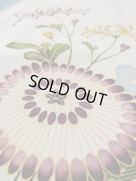 Photo14: L0519J Used Japanese women  Off White HOUMONGI formal / Silk. Flower, waterfall motif  (Grade C) (14)