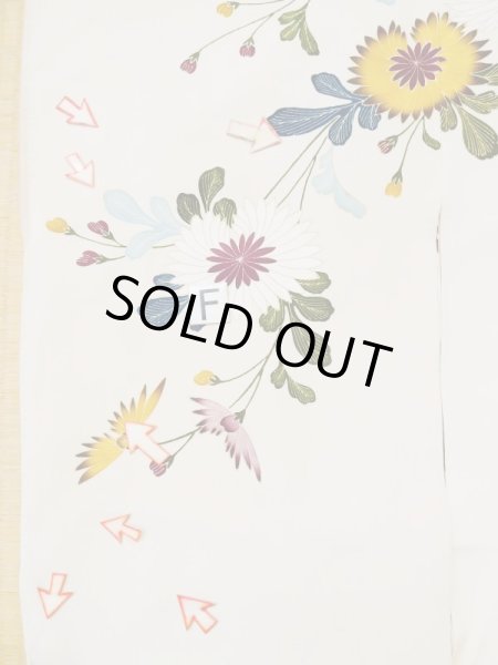 Photo24: L0519J Used Japanese women  Off White HOUMONGI formal / Silk. Flower, waterfall motif  (Grade C) (24)