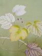 Photo9: L0519K Used Japanese womenPale Grayish Yellowish Green HOUMONGI formal / Silk. Ivy, There is a family crest at right side. "Matsuzakaya"  (Grade C) (9)