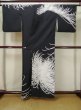 Photo3: L0519O Used Japanese women  Black HOUMONGI formal / Synthetic. Chrysanthemum There are stains all over.  (Grade D) (3)