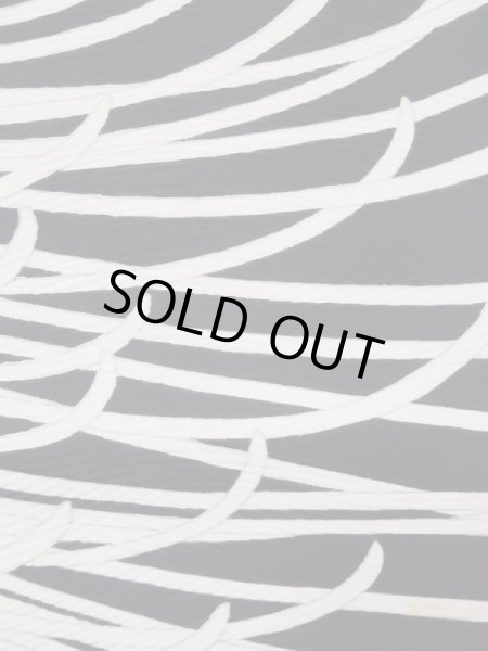 Photo10: L0519O Used Japanese women  Black HOUMONGI formal / Synthetic. Chrysanthemum There are stains all over.  (Grade D) (10)