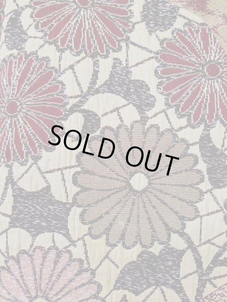 Photo6: L0519P Used Japanese women  Dark Red HOUMONGI formal / Silk. Chrysanthemum,   (Grade D) (6)