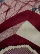 Photo7: L0519P Used Japanese women  Dark Red HOUMONGI formal / Silk. Chrysanthemum,   (Grade D) (7)