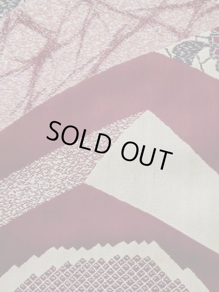 Photo7: L0519P Used Japanese women  Dark Red HOUMONGI formal / Silk. Chrysanthemum,   (Grade D) (7)