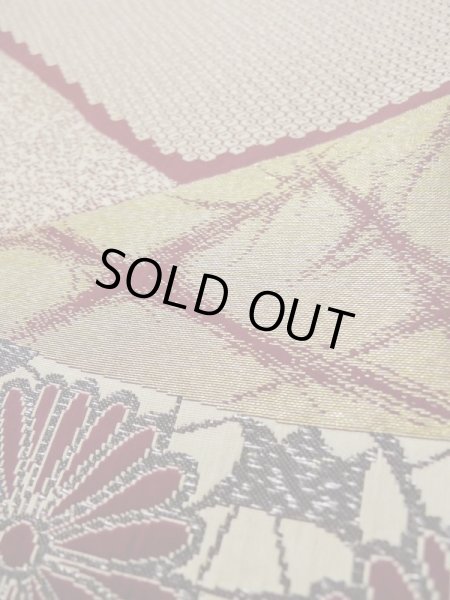 Photo12: L0519P Used Japanese women  Dark Red HOUMONGI formal / Silk. Chrysanthemum,   (Grade D) (12)