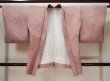 Photo1: L0525K Used Japanese women  Pink HAORI short jacket / Silk. Tetrapod shape pine needle pattern  (Grade B) (1)