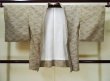 Photo1: L0525P Used Japanese women  Brown HAORI short jacket / Synthetic. Flower, There is an impression of use.  (Grade C) (1)