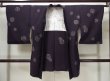 Photo1: L0525T Used Japanese womenDark  Purple HAORI short jacket / Silk. Dot,   (Grade D) (1)