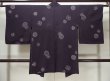 Photo2: L0525T Used Japanese womenDark  Purple HAORI short jacket / Silk. Dot,   (Grade D) (2)