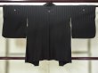Photo2: L0526J Used Japanese women  Black HAORI short jacket / Silk. Stripes   (Grade B) (2)