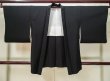 Photo1: L0616B Used Japanese women  Black HAORI short jacket / Silk. Flower,   (Grade A) (1)