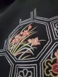 Photo10: L0616B Used Japanese women  Black HAORI short jacket / Silk. Flower,   (Grade A) (10)