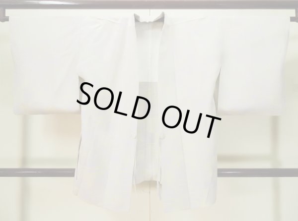Photo1: L0616L Used Japanese women Pale Gray DOCHUGI outer coat / Silk. Court carriage   (Grade C) (1)