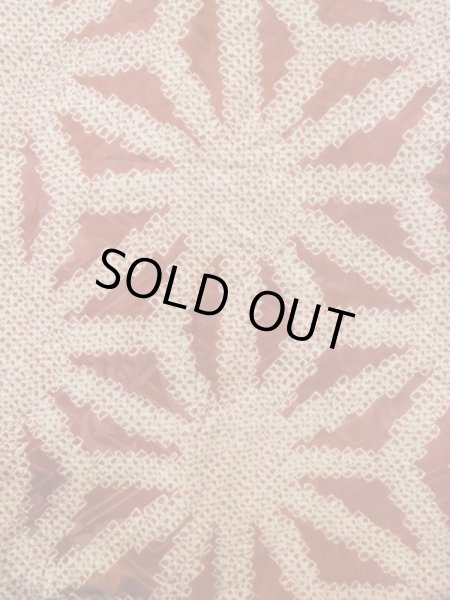 Photo8: L0616N Used Japanese women  Brown JUBAN undergarment / Silk. Peony, a half juban with collar  (Grade D) (8)