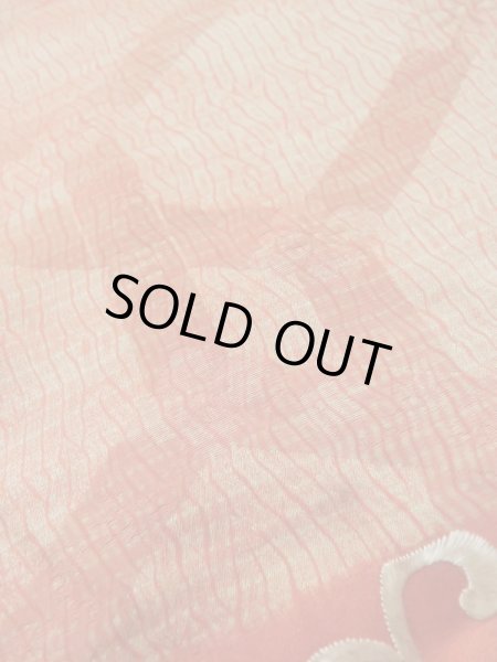 Photo16: L0616N Used Japanese women  Brown JUBAN undergarment / Silk. Peony, a half juban with collar  (Grade D) (16)