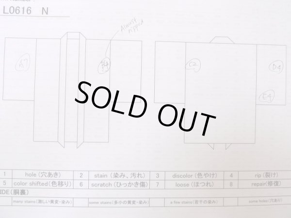 Photo19: L0616N Used Japanese women  Brown JUBAN undergarment / Silk. Peony, a half juban with collar  (Grade D) (19)