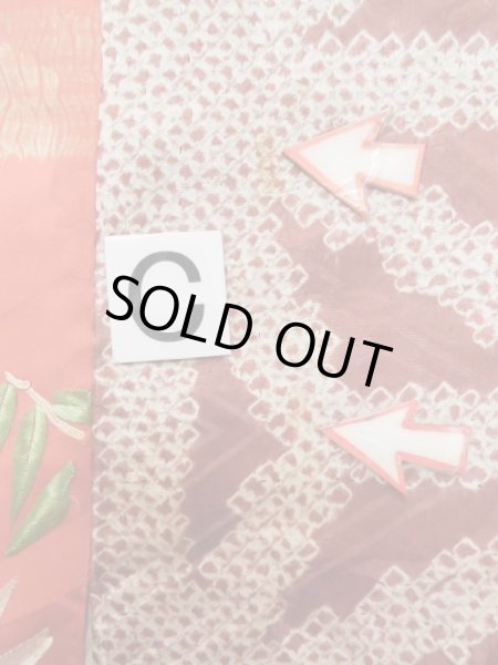 Photo22: L0616N Used Japanese women  Brown JUBAN undergarment / Silk. Peony, a half juban with collar  (Grade D) (22)