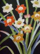 Photo6: L0616P Used Japanese women  Black HAORI short jacket / Silk. KIKYO Japanese balloonflower   (Grade B) (6)