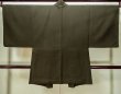 Photo2: L0616T Used Japanese men Greenish Brown HAORI short jacket / Silk.    (Grade B) (2)