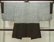 Photo3: L0616T Used Japanese men Greenish Brown HAORI short jacket / Silk.    (Grade B) (3)