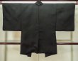 Photo2: L0616U Used Japanese men  Black HAORI short jacket / Silk.    (Grade B) (2)