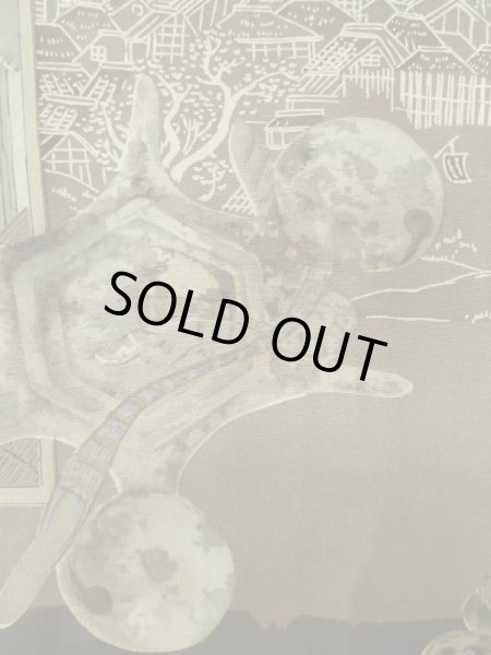 Photo7: L0616U Used Japanese men  Black HAORI short jacket / Silk.    (Grade B) (7)