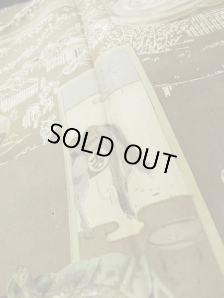 Photo11: L0616U Used Japanese men  Black HAORI short jacket / Silk.    (Grade B) (11)