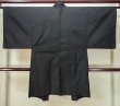 Photo2: L0616V Used Japanese men  Black HAORI short jacket / Silk.    (Grade D) (2)