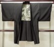 Photo1: L0616W Used Japanese men Brownish Black HAORI short jacket / Wool.    (Grade C) (1)