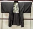 Photo1: L0616W Used Japanese men Brownish Black HAORI short jacket / Silk.    (Grade C) (1)