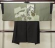Photo3: L0616W Used Japanese men Brownish Black HAORI short jacket / Silk.    (Grade C) (3)