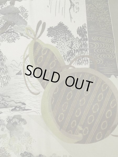 Photo6: L0616W Used Japanese men Brownish Black HAORI short jacket / Silk.    (Grade C) (6)