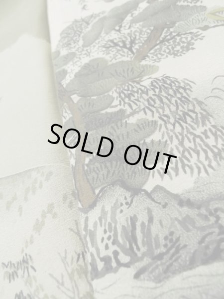 Photo8: L0616W Used Japanese men Brownish Black HAORI short jacket / Silk.    (Grade C) (8)