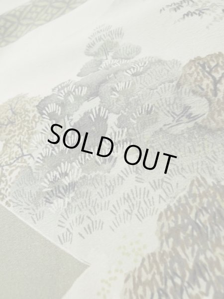 Photo9: L0616W Used Japanese men Brownish Black HAORI short jacket / Silk.    (Grade C) (9)