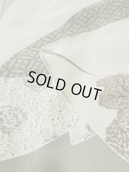 Photo10: L0616W Used Japanese men Brownish Black HAORI short jacket / Silk.    (Grade C) (10)