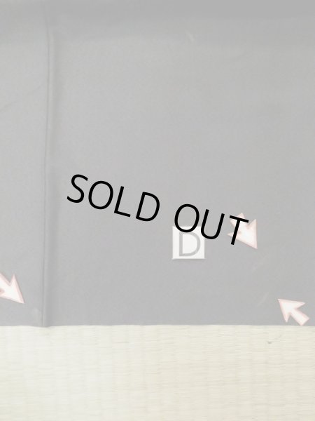 Photo23: L0616W Used Japanese men Brownish Black HAORI short jacket / Silk.    (Grade C) (23)