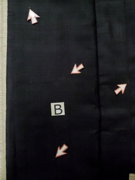 Photo21: L0616X Used Japanese men  Black HAORI short jacket / Silk.    (Grade D) (21)