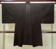 Photo2: L0616Y Used Japanese men  Black HAORI short jacket / Silk.    (Grade C) (2)