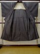 Photo2: L0630Y Used Japanese men  Black Men's Kimono / Silk. Stripes   (Grade D) (2)