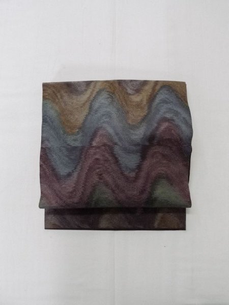 Photo11: L0706C Vintage Japanese Kimono Pale Dark Multi Color NAGOYA OBI sash Mountain Silk. (Grade A) (11)