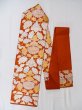 Photo1: L0706F Vintage Japanese Kimono   Vermilion NAGOYA OBI sash Flower Silk. (Grade C) (1)