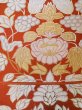 Photo3: L0706F Vintage Japanese Kimono   Vermilion NAGOYA OBI sash Flower Silk. (Grade C) (3)