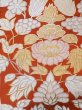 Photo4: L0706F Vintage Japanese Kimono   Vermilion NAGOYA OBI sash Flower Silk. (Grade C) (4)